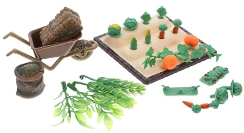 UKCOCO Kit Miniature de Ferme avec Légumes Miniatures Brouette et Balles de Foin Décor Polyvalent pour Jardin de Maison de Poupée Accessoires de Scène Micro Paysage pour Garçon Fille et