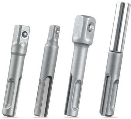 4Pcs 1/4 3/8 1 / 2inch Socket Adapter Drill Bit Set Nut Driver Power Extension Hexagonal Shank Adapter Drill Wrench Sleeve Drill Bit Set