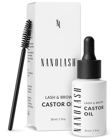 Rizinusöl Nanolash 30ml - 100% natürliches, reines, kaltgepresstes Bio Rizinusöl für Wimpern- und Augenbrauen Wachstum, für Haut- und Haare Gesichtspflege