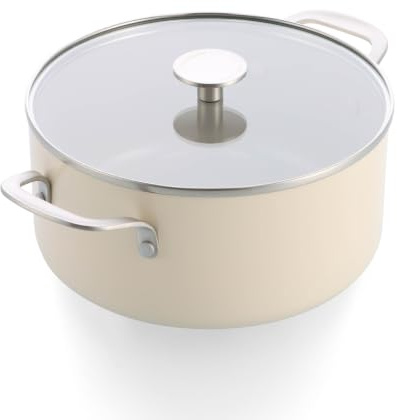 KitchenAid Cacerola de aluminio con revestimiento cerámico antiadherente con tapa de vidrio, 24 cm/4,91 L, libre de PFAS