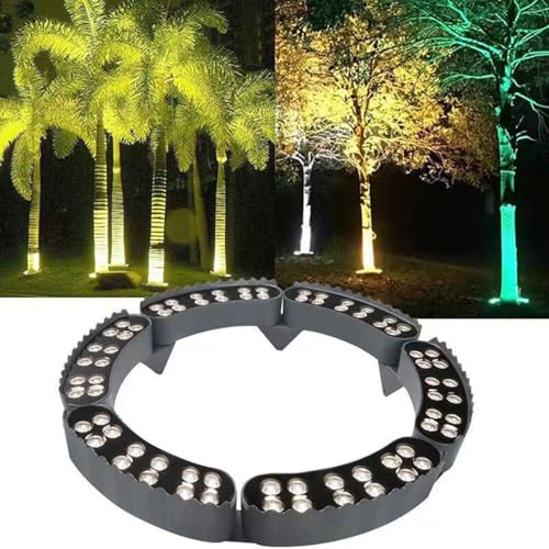QICBYING Éclairage Paysager - Lumières D'arbres Extérieures, Anneau Lumineux LED Circulaire en Forme De Palmier, Étanche IP65, Éclairage Coloré pour Arbres De Jardin Et Cour(Blue,72W(24V))