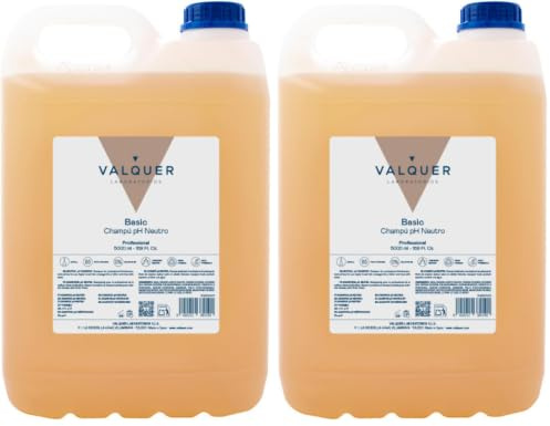 VALQUER Shampoing pH Neutre 5 Litres Hydratant au Panthénol, 99% Ingrédients Naturels, Usage Fréquent, Tous Types de Cheveux, Famille et Cuir Chevelu Sensible (Lot de 2)