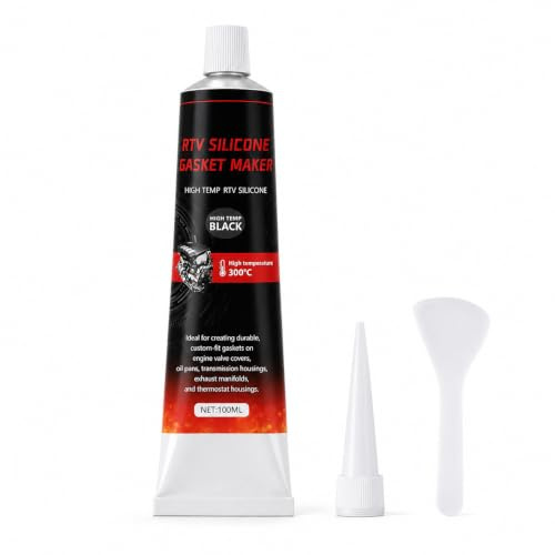 High Temperature RTV Silicone Gasket Maker, Black Silicone Sealant with Nozzle and Scraper, Waterproof Engine Sealant for Automotive Repairs, 100ml