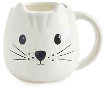 Balvi Mug Kitty Taza en Forma de Cabeza de Gato Capacidad 400ml Apta para lavavajillas y microondas C