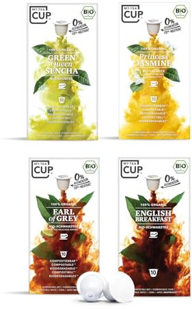 My Tea Cup – KLASSIKER BOX: 4 SORTEN BIO-TEE (GRÜN-& SCHWARZTEE) I 40 Kapseln für Nespresso®³ Kapselmaschinen I 100% industriell kompostierbare & nachhaltige Teekapseln – 0% Alu…