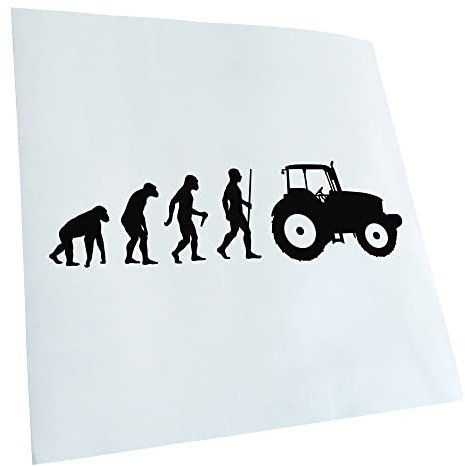 Kiwistar - Autoaufkleber - Landwirt Traktor Evolution - schwarz - 20x6cm - Heckscheibe Auto Aufkleber wetterfest für Kfz LKW Mofa Truck - Sticker außen selbstklebend Tuning Zubehör für Fenster