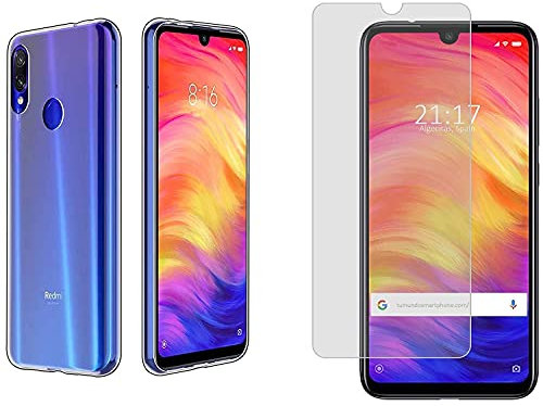 Pack 2 En 1 Funda Gel Transparente + Protector Cristal Templado para Xiaomi Redmi Note 7
