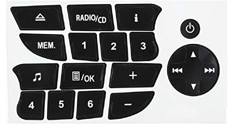 GAOHOU Stickers de réparation de Boutons Radio pour CD Audio de Remplacement pour 1 Feuille, Autocollants pour Renault Clio/Megane 09-11