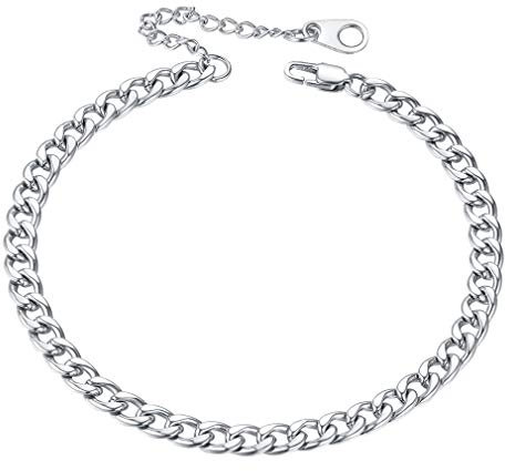 FaithHeart Bracelet de Cheville pour Femme,Chaîne de Pied 5mm Maille Cubaine de Miami en Acier Inoxydable 316L Tendance pour Plage Chaîne Réglable 8.5+2(22+5cm) Ajustable pour Femme et Fille