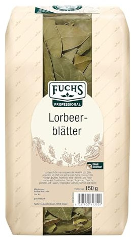 Fuchs Professional - Feuilles de Laurier | Pour Assaisonner les Sauces, les Soupes et les Ragoûts | Qualité Professionnelle pour les Consommateurs en Vrac et la Gastronomie | 150 g dans un Sac