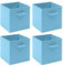 BonChoice Foldable Storage Cubes Boxes Pack of 4 with Handle for Home Organization, Fabric Wardrobe Storage Box Organizer Basket Bins for Clothes Beddings Toys Towels, Collapsible & Durable (Blue, 4)