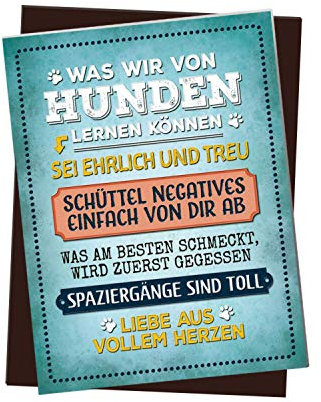 Kühlschrankmagnet mit Spruch: was wir von Hunden Lernen können