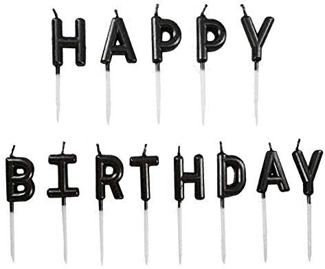 Happy Birthday Kerze,1 Satz Alles Gute zum Geburtstag Kerzen Cake Topper Dekorationen Geburtstagskerzen Metallisch Kuchen Kerzen für Kinder Geburtstag Party, Silber/Gold/Champagner/Schwarz