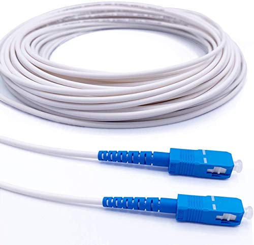 Elfcam - Cable de Fibra Óptica SC/UPC a SC/UPC Monomodale Simplex LSZH, Blanco (40M)