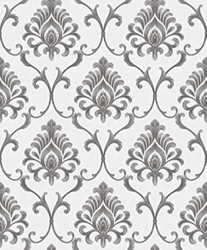 BUVU Papier peint design en vinyle imperméable noir et blanc 0,53 x 10 m