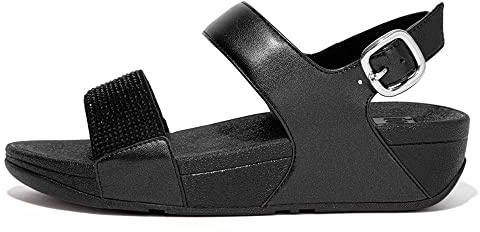 Fitflop Damen Lulu Crystal Embellished Wedge Sandale, Schwarz, 38 EU