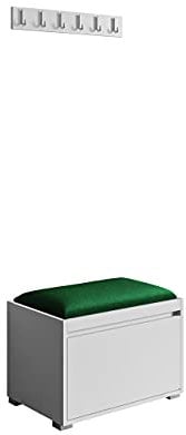 Mirjan24 Garderoben-Set Najas 60 II, Schuhschrank + Kleiderhakenbrett, 6 Kleiderhaken, Flurgarderobe, Wandgarderobe, Schrank (Manila 35, gepolstertes Sitzpaneel Samit 60 x 30 cm)