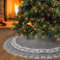 Weldomcor Weihnachtsbaum Rock 122cm Gestrickte Weihnachtsbaumdecke Pad Runde Elch Schneeflocken Große Baummatte für Weihnachten Neues Jahr Dekoration, Grau