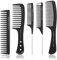 Popuppe 5 Stücke HaarKamm Set,Barbier Kamm mit Griff Haarstyling Zahnkamm Antistatischer Grobzinkiger,Profi Friseur Kamm für Männer und Frauen