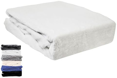 JACK Teddy Flausch Plüsch Spannbettlaken Cashmere Touch Weiß Grau Anthrazit Creme 90x190-100x200 / 140x200 / 180x200 cm, Farbe:Weiß, Größe:180x200cm Spannbettlaken