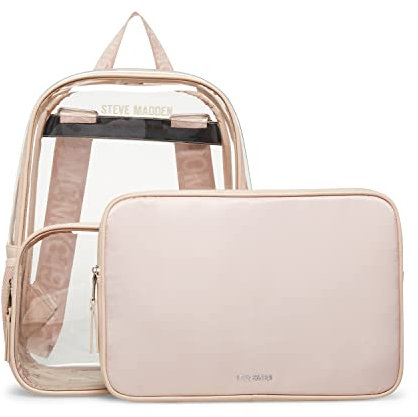 Steve Madden Transparenter Damen-Rucksack mit Tech-Tasche, Hautfarben, Einheitsgröße