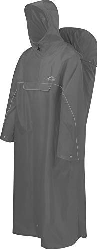 normani Regenponcho mit Rucksackfunktion - Wassersäule: 12.000 mm - Outdoorponcho - Extra Langer Wanderponcho Regencape Reiseponcho mit Ärmeln für Damen und Herren Farbe Grau Größe L-XL