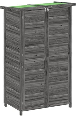 vidaXL Geräteschuppen, Gartenschrank mit Schrägdach, Holz Gerätehaus für Gartenwerkzeuge, Geräteschrank Werkzeugschrank, Grau 83x57x140cm Massivholz Kiefer