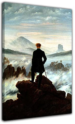 HOPNRU Caspar David Friedrich Der Wanderer über dem Nebelmeer Poster Wandkunst Bild Druck Leinwand Gemälde Modernes Zuhause Schlafzimmer Dekor Wandbild (20x30cm-Gerahmt)