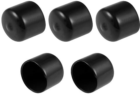 TA-VIGOR 5Pcs Rubber End Caps, 25mm ID Round Flexible Screw End Caps Thread Protectors, Black Vinyl Bolt Covers Rubber Covers for Screws, Tubes, Cables, Wires, etc