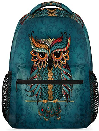 Schulrucksack mit Eulenaufdruck, ethnischer Schulrucksack, Teenager, Mädchen, Jungen, Kinder, Büchertasche, Laptop, Tablet, Reiserucksack, Studenten, Schultasche für Grundschule, Junior, Hochschule,
