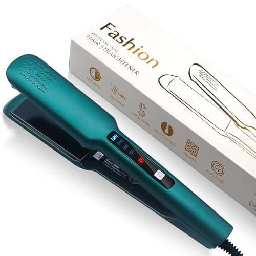 Hair Straighteners,Wide Plate Hair Straighteners for Women Nano Ceramic Tourmaline Coating Plate for Longer Thicker Hair,4-Speed Digital Temperature Control,2 in 1 Hair Straightner and Curler-UK Plug