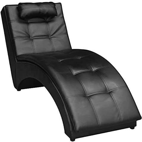 SKM Chaiselongue mit Kissen Schwarz Kunstleder, Weight: 11.9 kg, 242216