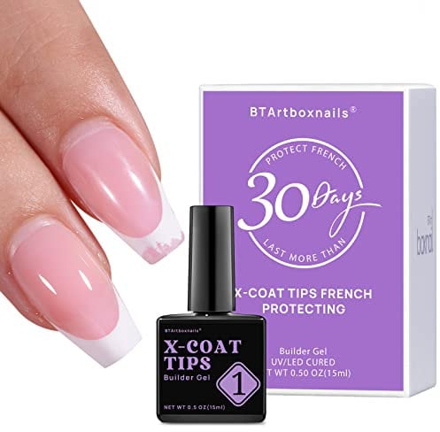 Builder Gel for Nails - BTArtbox 15ML Gel Nail Polish for Nail Tips, Nail Strengthener for X-coat Tips French Tip Press on nails Protecting 30+Days Long Lasting