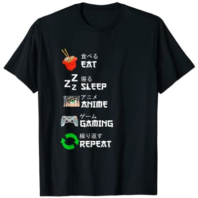 Eat Sleep Anime Gaming Repeat Kawaii Otaku Anime Manga T-Shirt