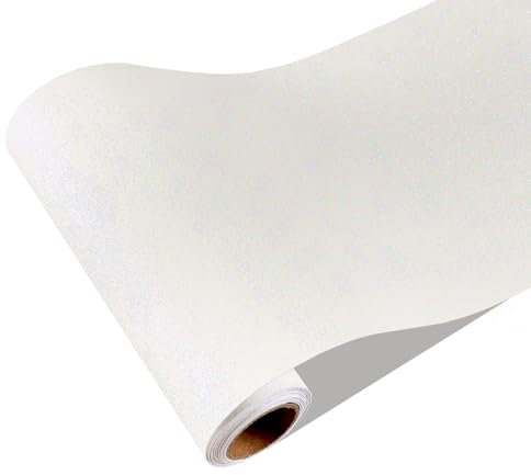CRE8TIVE White Glitter Fabric Contact Paper Self Adhesive Thick Luxury Wallpaper for Living Room Girls Room Vinyl Wrap for Furniture Cupboard Cabinet Wallpaper For Hallway and Stairs 20cm x 200cm