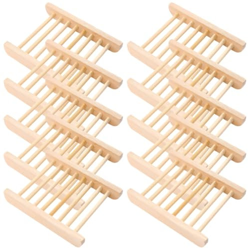 BUGUUYO 10st Halter Für Seifenablauf Seifenhalter Aus Holz Seifenabflusshalter Selbstentleerende Seifenschale Seifen-servierplatte Abtropfschale Für Seife Duschwanne Natürlich Hölzern