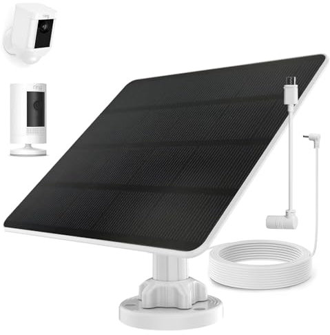 Ring Camera Solar Panel Charger, Compatible with Ring Stick Up Cam Battery, Ring Spotlight Cam Battery, Waterproof, 5W 6V Fast Charging, DC3.5mm Plug(Not for Spotlight Plus/Pro)