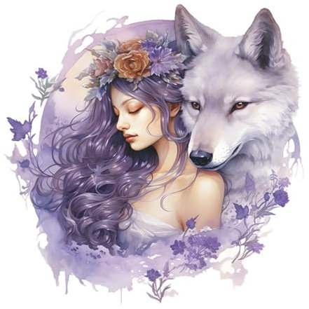 KAISUN Wandtattoo, Beauty Wolf Blume Fee Wandabziehbild, Wandsticker Wanddeko für Mädchen Baby Kinderzimmer Schlafzimmer Spielzimmer