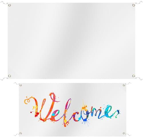 Kisangel 2 Sätze Weiße Flagge Benutzerdefiniertes Vinyl-banner Outdoor-banner Weißes Banner Aus Oxford-stoff Leere Banner Zum Dekorieren Weißes Leeres Banner Büro Malen Polyester Draussen