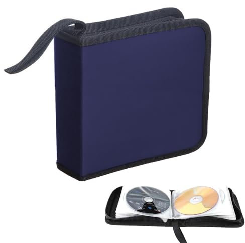 SVUPUE Pochette CD, Pochette Range CD pour 40 CD, DVD Organisateur pour Voiture et Maison, Bleu