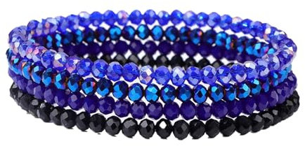 GoPaw Damen Kristall Perlen Armband,Mehrschichtiges Steine Armband,Damen Kristall Perlen Armband,Paar/Freundschafts/Partner Armbänder (Blau 4)