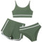 3 Stück Mädchen Bikini Sets Schwimmanzug Kinder Einfarbiges Strand Bademode Bikini Oberteil mit Triangel Bikinihose Und Kurz Shorts Teenager Badeanzüge mit Verstellbare Schultergurte 9-14 Jahre