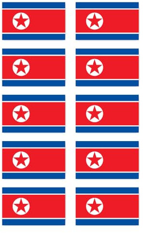 Aufkleber: 50x30 mm, 10 Stück - Flagge - Nordkorea - KP - für Auto, Koffer, Laptop und mehr