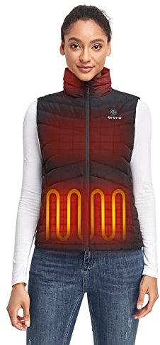 ORORO Women's Heated Down Gilet with Power Bank, Lightweight Heated Vest with 800 Fill Power Down - Charger Not Included (Black,M)