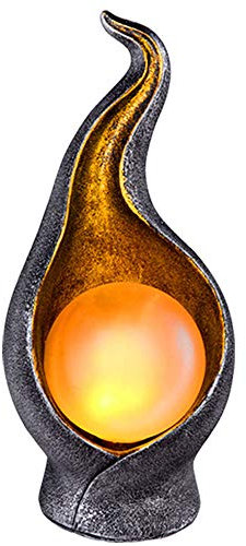 GLOBO LED Außen Solar Leuchte Feuer-Effekt Crackle-Design Garten Deko Beleuchtung Balkon Strahler Terrassen Lampe, Farbe:silber-gold - Flamme Solarleuchte