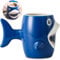 ZONSUSE Taza Tiburón,Taza de Café Tiburón,Divertida Taza Animales 3D,Taza Desayuno Tiburón,Taza Cerámica Tiburón,con Mango de Cola de Pez,Regalos Personalizados para Niños y Niñas 450 ml (Tiburón)