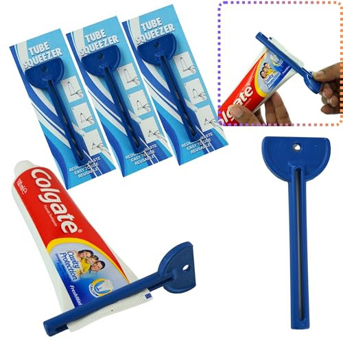 3pcs Plastic Toothpaste Squeezer, 10cm Blue Tube Squeezer Dispenser, Toothpaste Tube Squeeze, Tube Roller, Household Aid for Toothpaste Tube Hand Cream, Colour Tube, Cosmetics