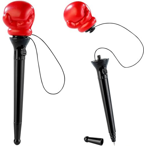 Mister Curiosities Stylo gant de boxe avec mécanisme à ressort - Cadeau pour boxeur, stylo lanceur de coup de poing, accessoire amusant pour bureau et trousse d'école