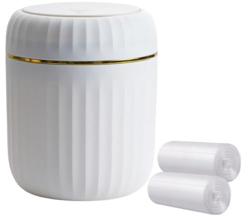 Desktop Trash Can,with Press Type Lid, Mini Desktop Bin, Small Plastic Waste Table Bin for Bathroom, Office, Dressing Table, Kitchen, With 60 sheets of Trash Bags