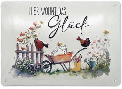 Eivolution Vintage Dekoschild wetterfest - Originelles Alu-Schild Rost Optik, Shabby Chic Gartendeko